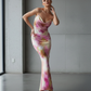 Abstract Floral Spaghetti Dress