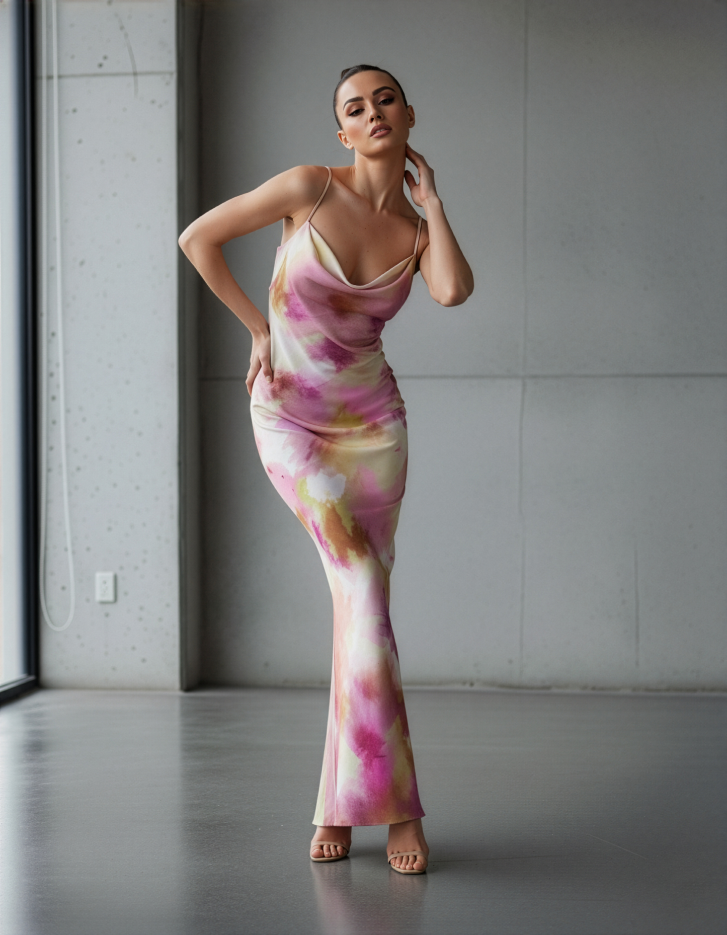 Abstract Floral Spaghetti Dress