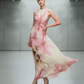 Cream Pastel Pink Flower Halter Dress