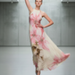 Cream Pastel Pink Flower Halter Dress