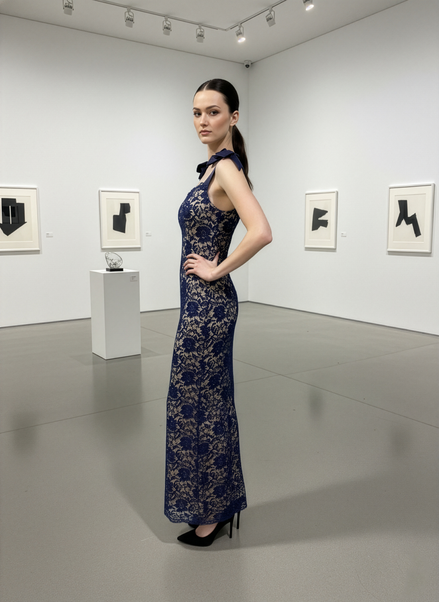 LUXE Peekaboo Navy Lace Dress