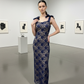 LUXE Peekaboo Navy Lace Dress