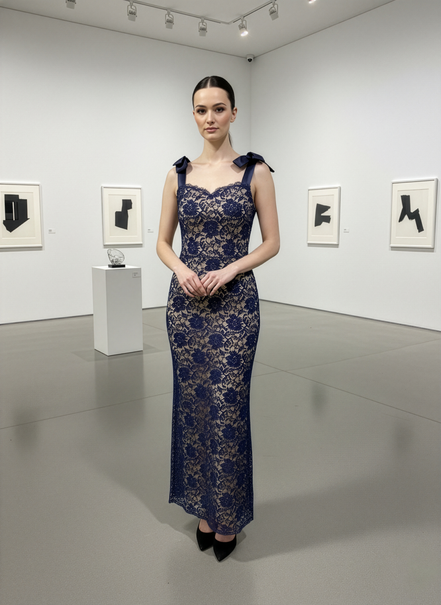 LUXE Peekaboo Navy Lace Dress