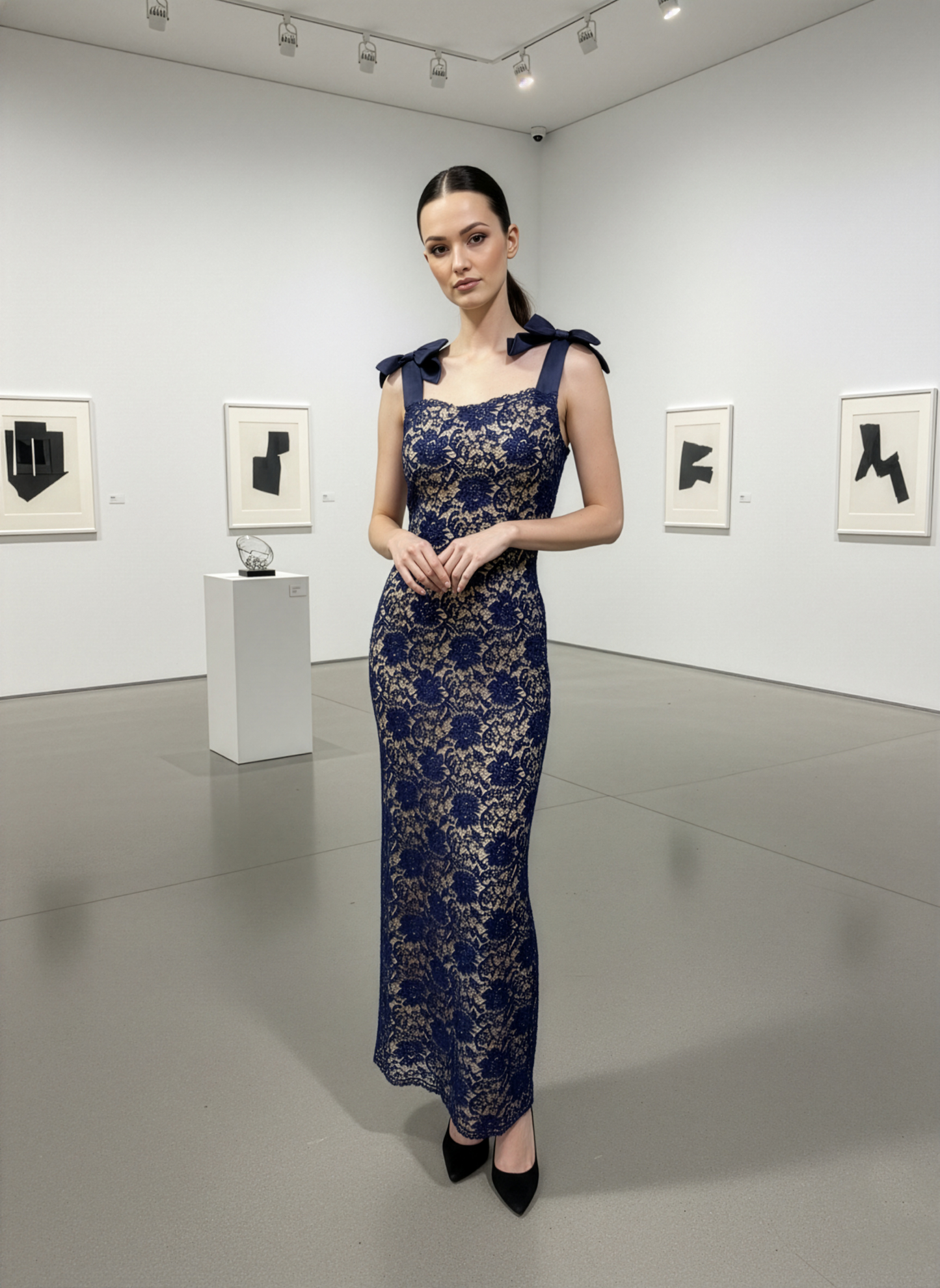 LUXE Peekaboo Navy Lace Dress