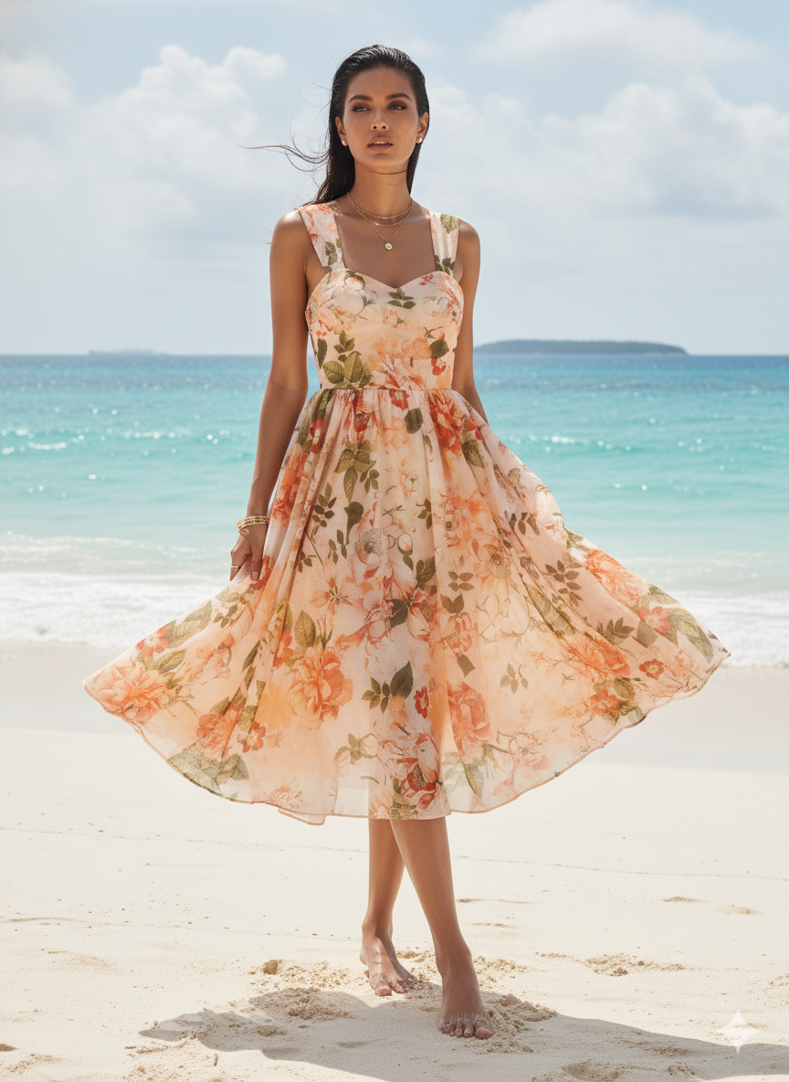 Floral Sweetheart Vintage Dress