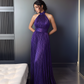 Moon Purple Halter Gown