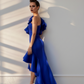 LUXE Electric Blue Ruffle One Gown