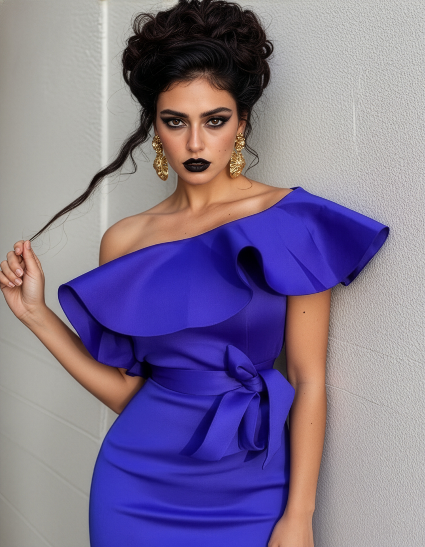 Electric Blue Ruffle One Dress