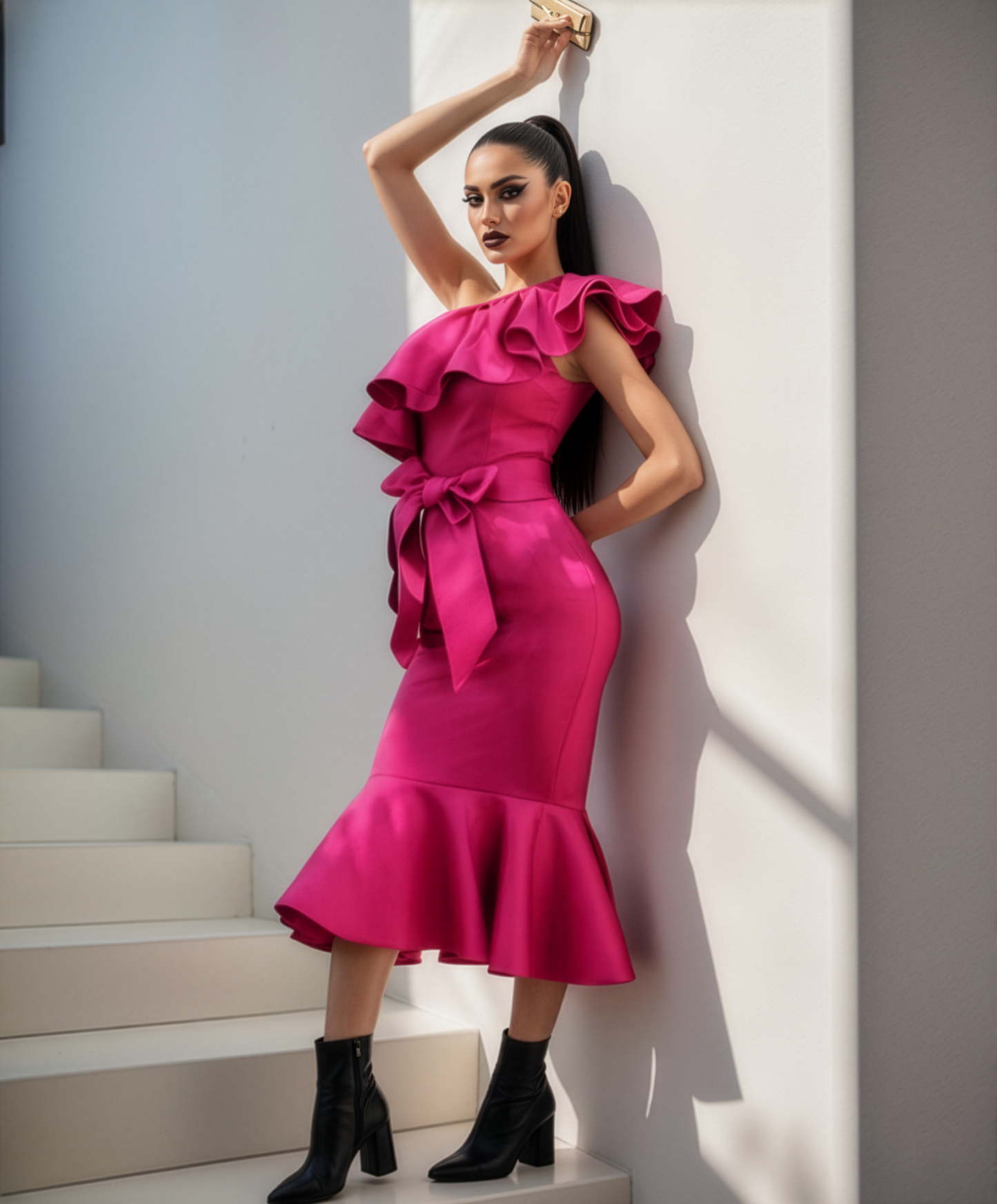 Fuscia Ruffle One Dress