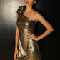 LUXE Bronze Ruffle One Shoulder Dress