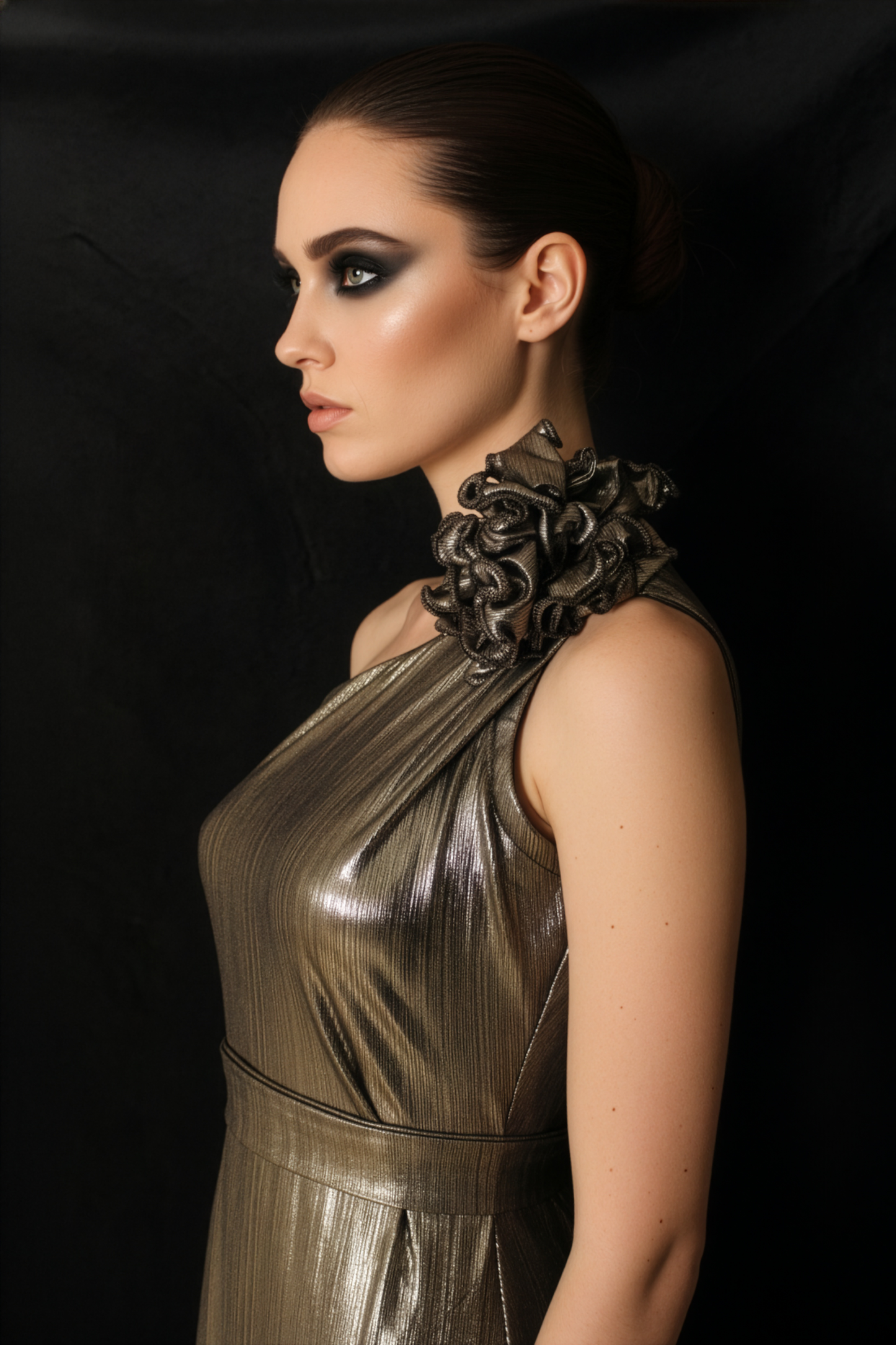 LUXE Bronze Ruffle Gown