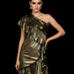 LUXE Gold Metallic Ruffle One Dress