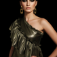 LUXE Gold Metallic Ruffle One Dress