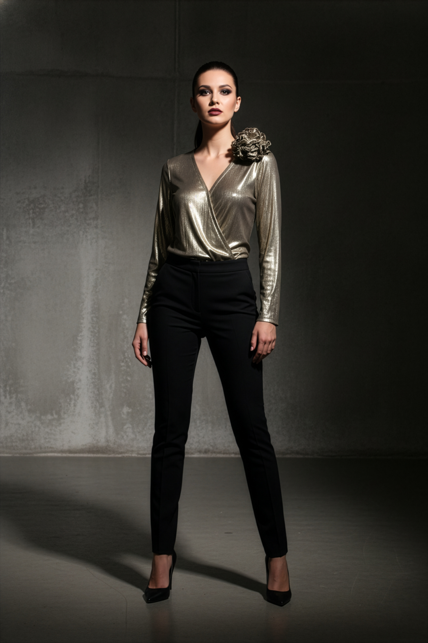 Bronze Ruffle Drama Top