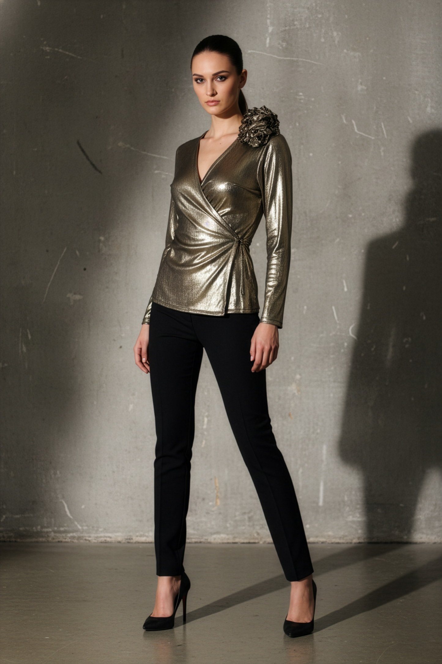 Bronze Ruffle Drama Top