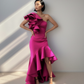 LUXE Fuscia Ruffle One Gown
