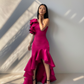 LUXE Fuscia Ruffle One Gown
