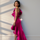 LUXE Fuscia Ruffle One Gown
