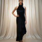 Black Velvet Ruffle Dress