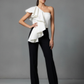 White One Shoulder Ruffle Top