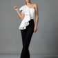 White One Shoulder Ruffle Top