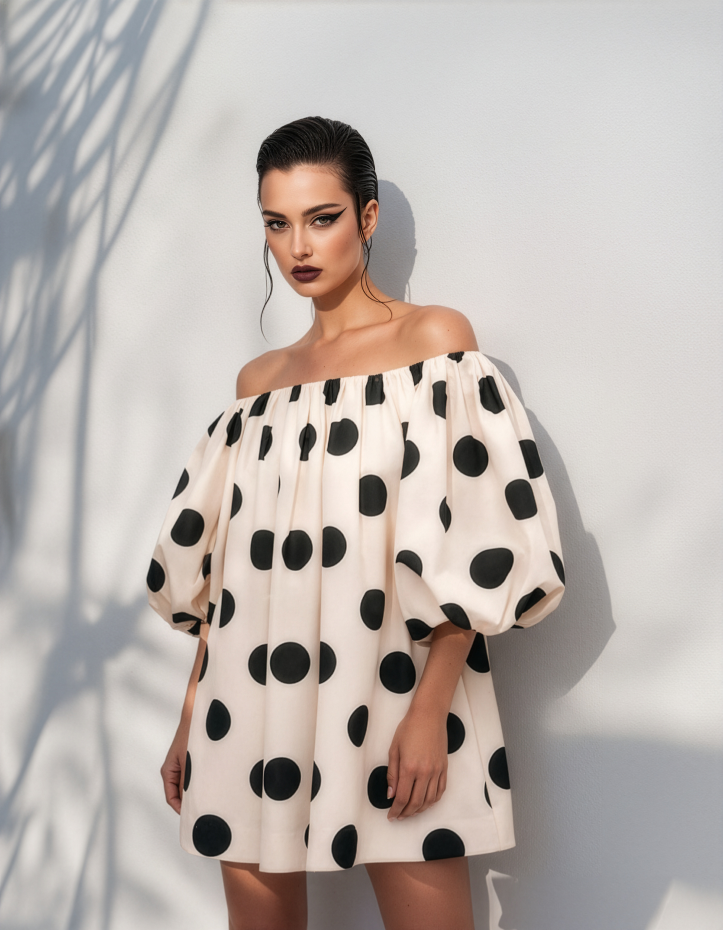 Polka Off Shoulder Dress