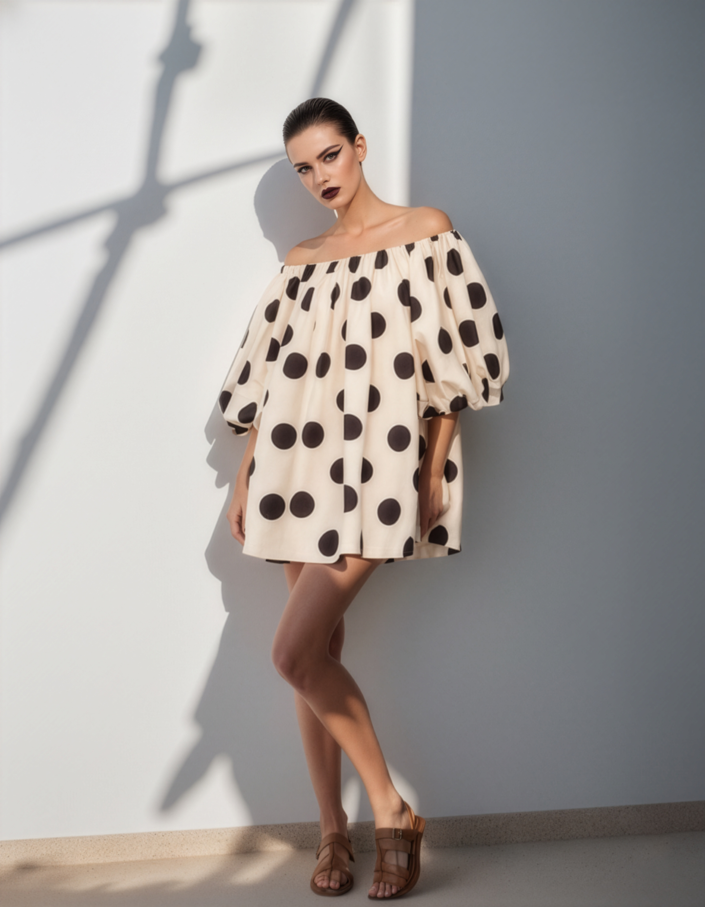 Polka Off Shoulder Dress