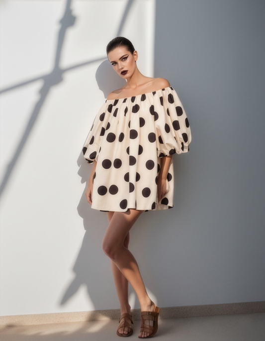 Polka Off Shoulder Dress