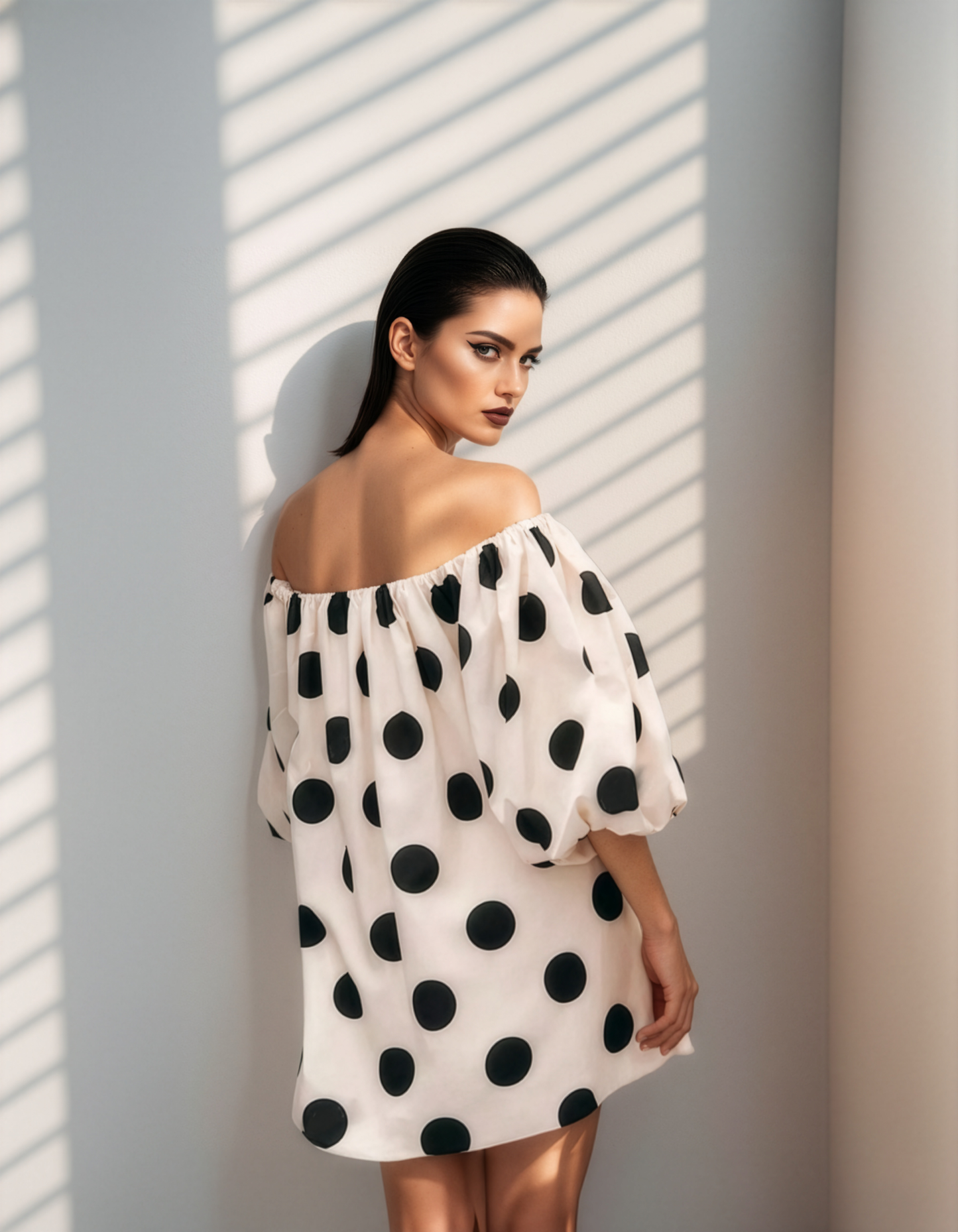 Polka Off Shoulder Dress
