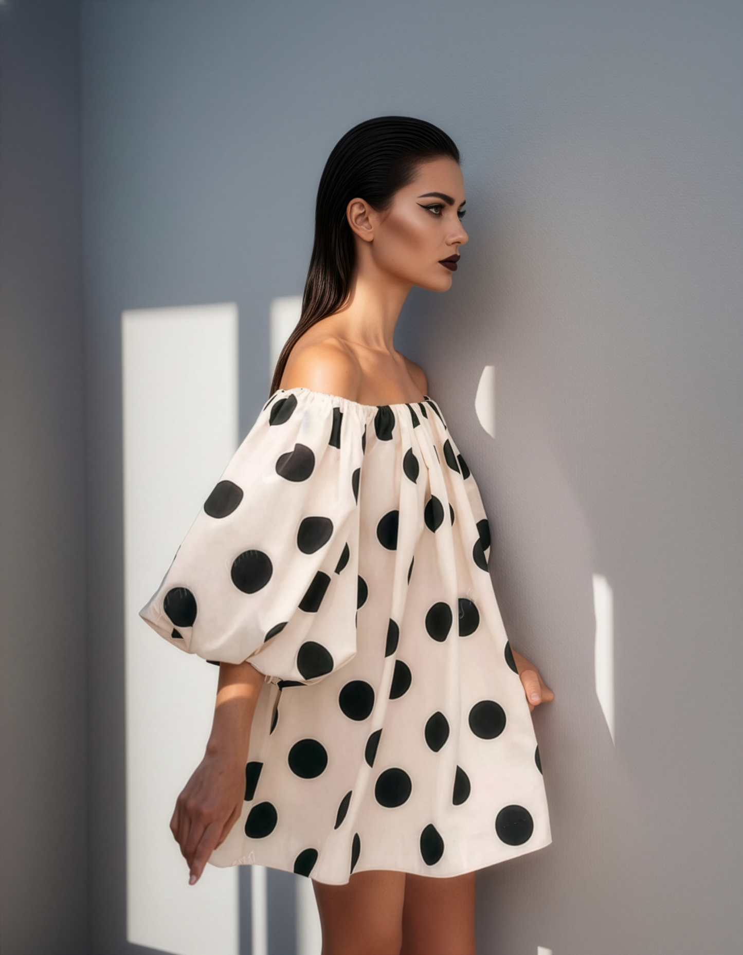 Polka Off Shoulder Dress