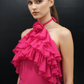 Pink Ruffle Halter Top