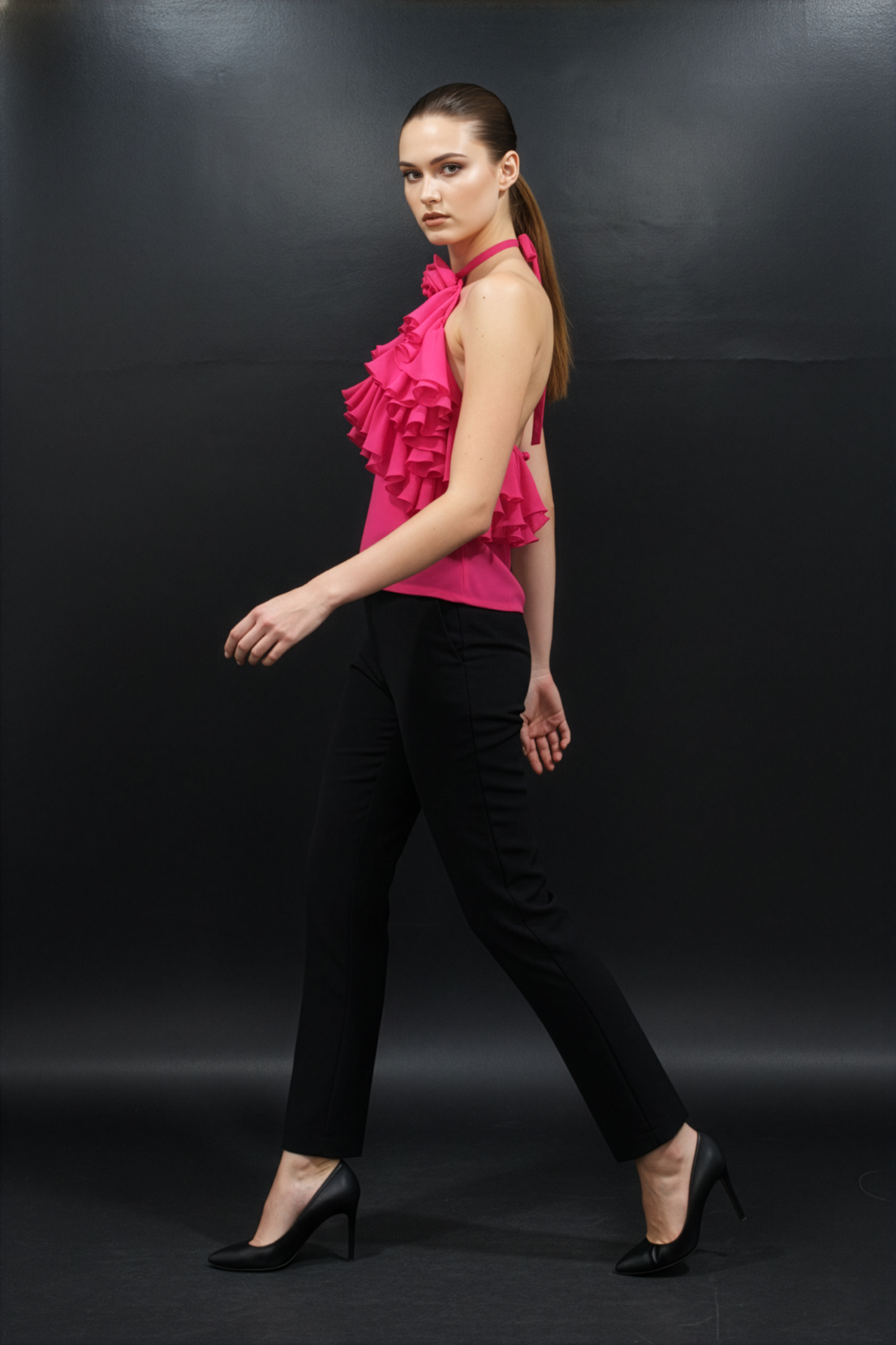 Pink Ruffle Halter Top