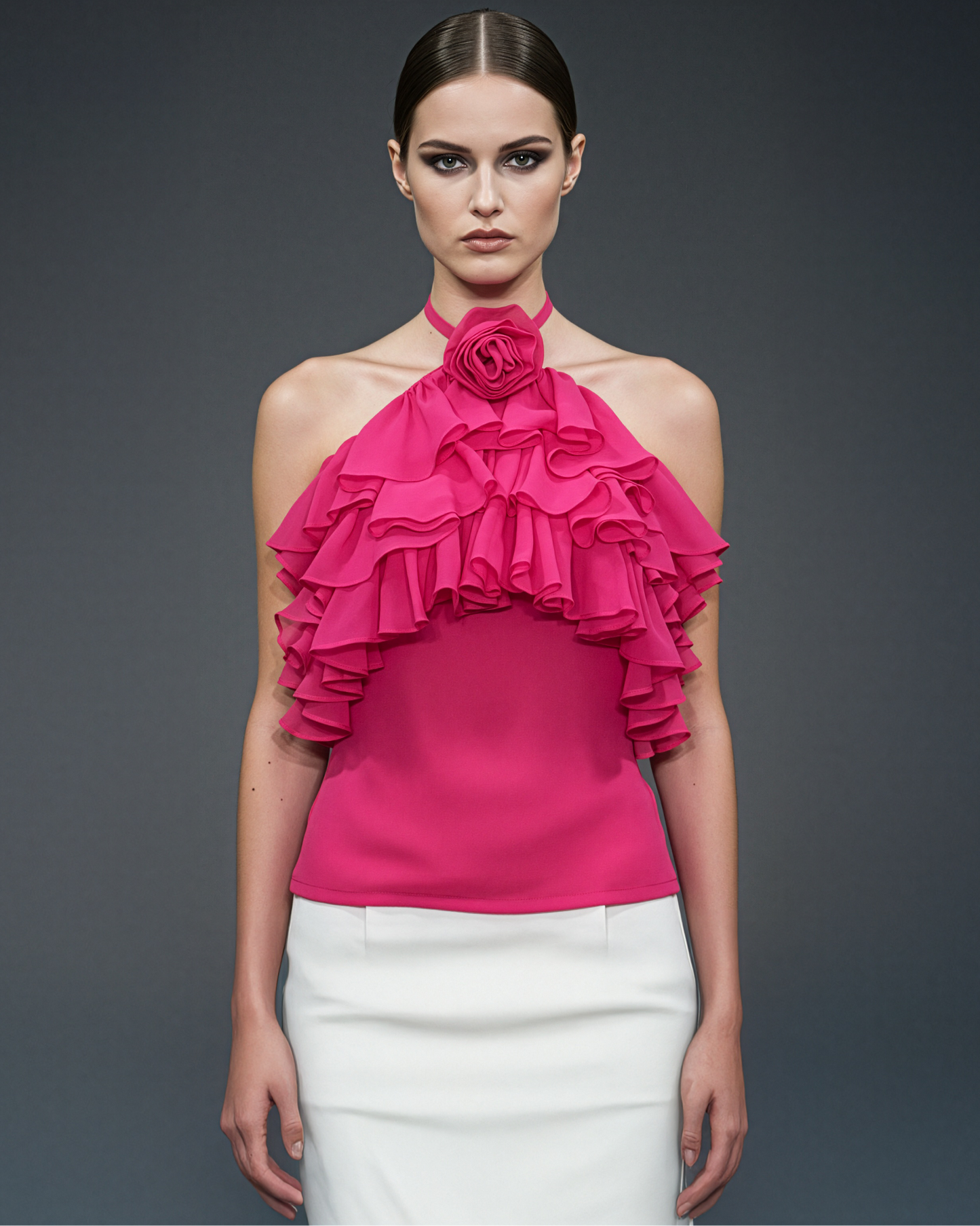 Pink Ruffle Halter Top