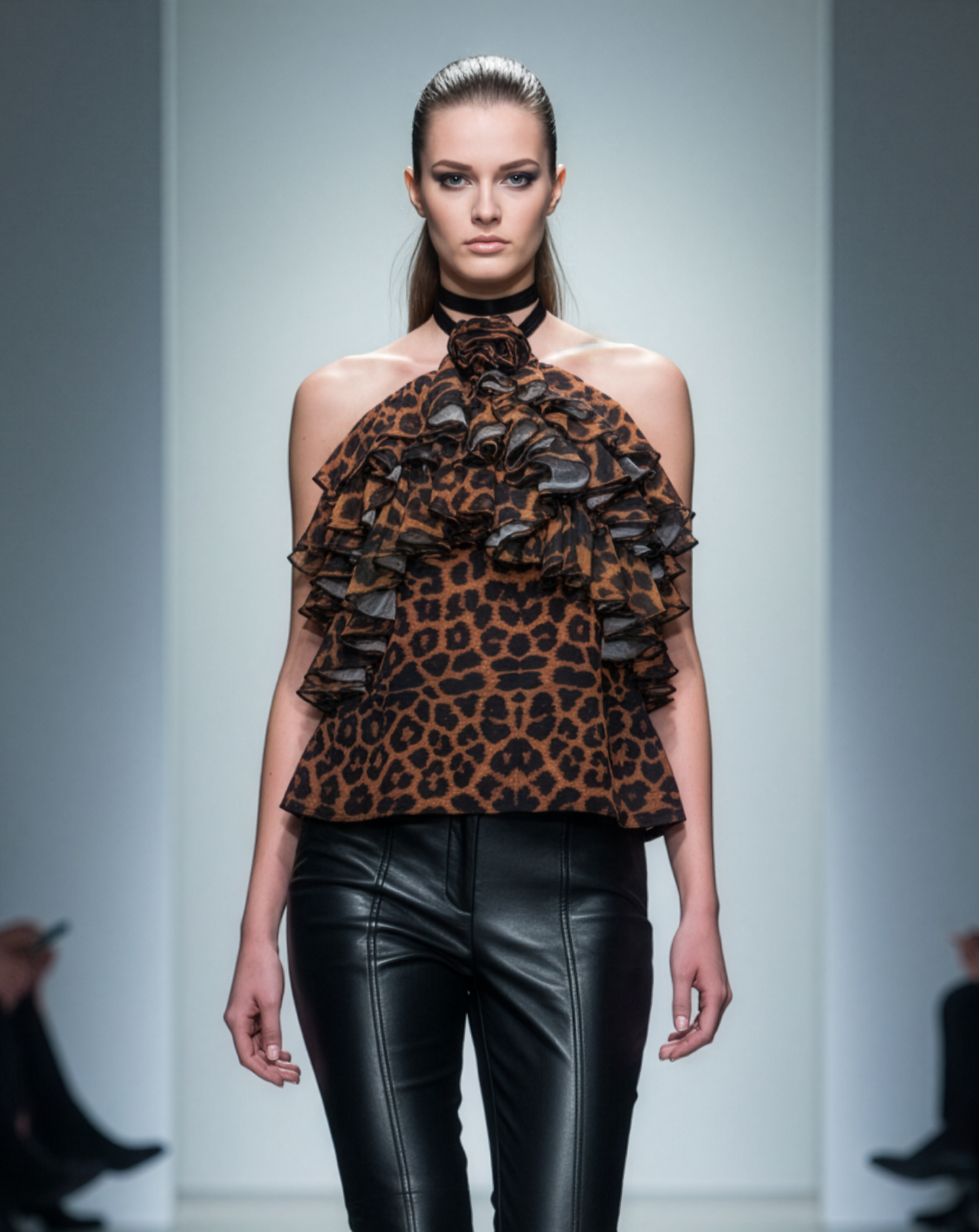 Leopard Ruffle Halter Top