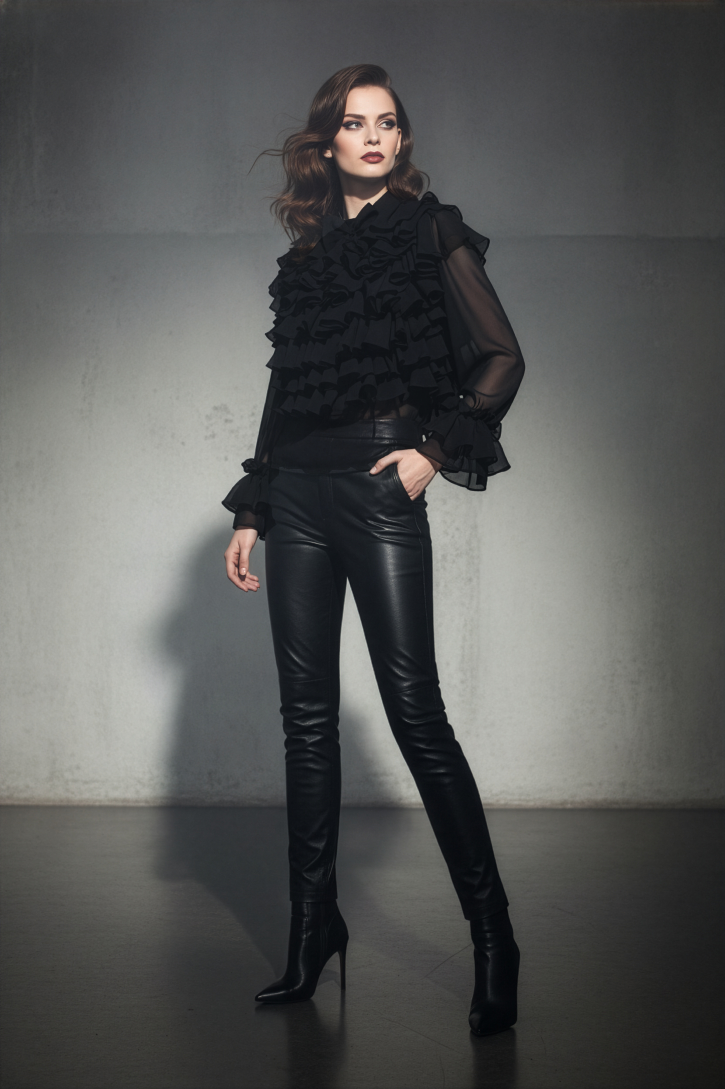 Black Ruffle Drama Top