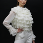 White Ruffle Drama Top