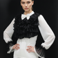 White Black Ruffle Drama Top