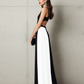 LUXE Black White Panel Cut-Out Gown