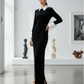 LUXE Black White Collar Cuff Gown