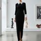 LUXE Black White Collar Cuff Gown