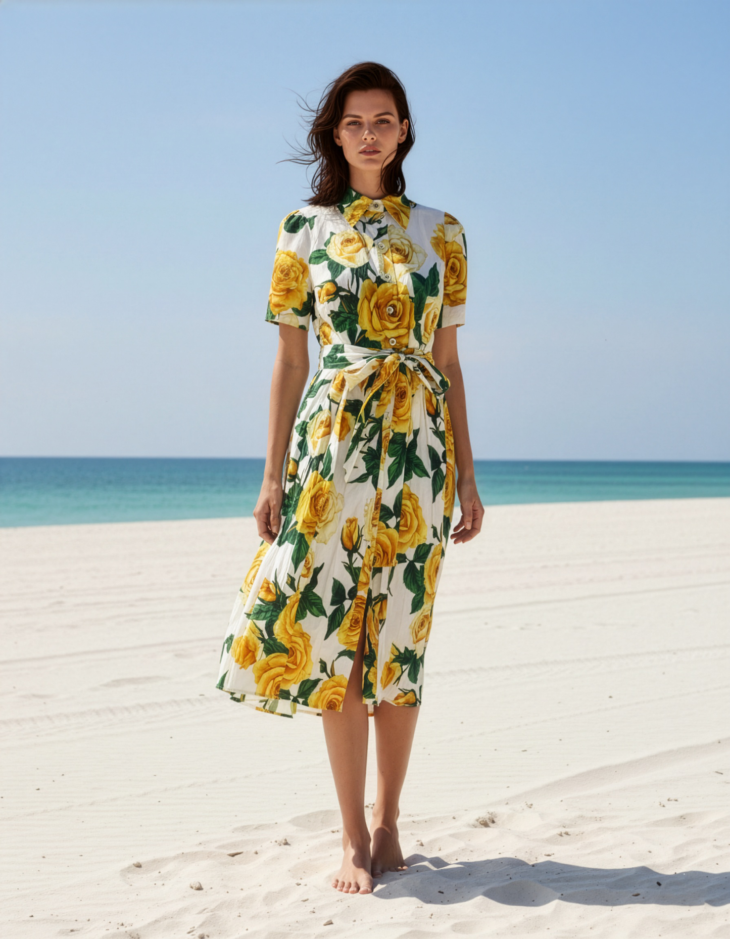 Yellow Rose Shirt Dress