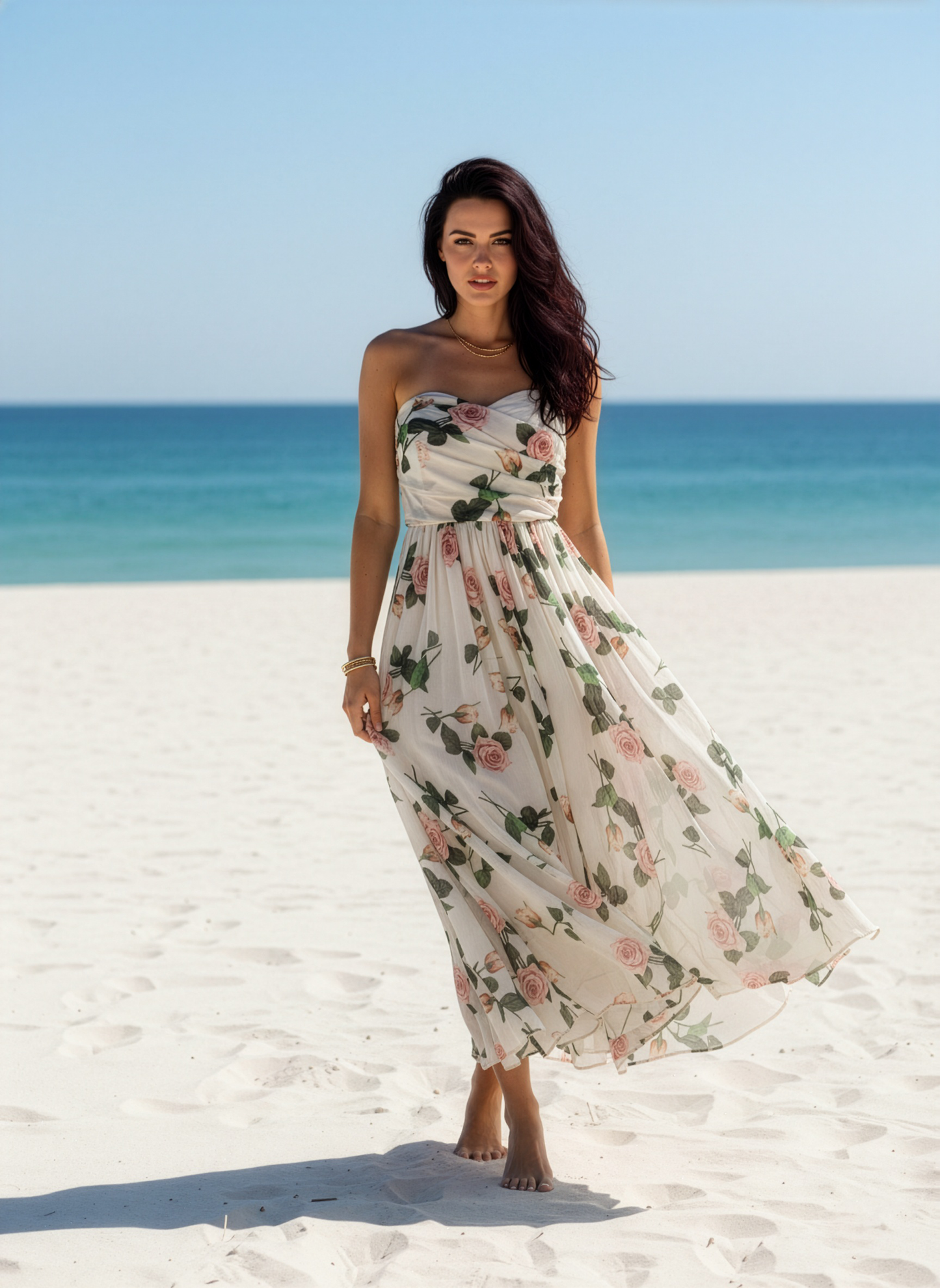 LUXE Rose Tube Midi Dress