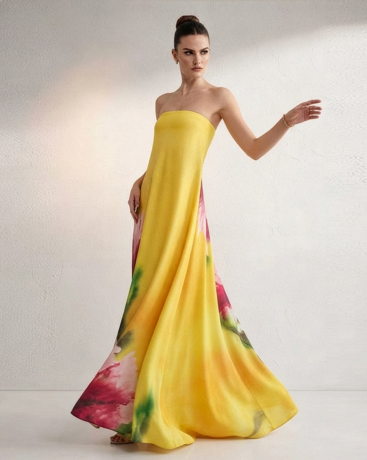 Yellow Peony Tube Gown