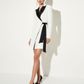 LUXE Black Collar White Wrap Blazer Dress