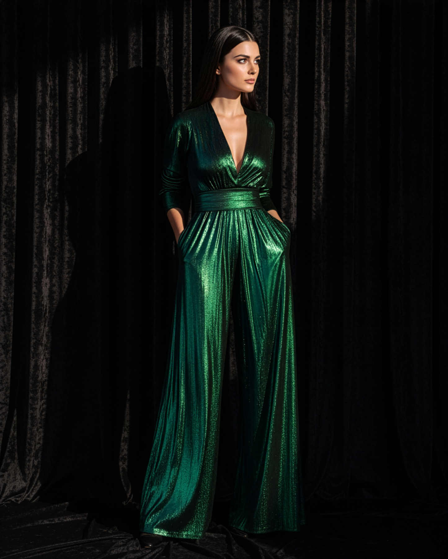 Emerald Metallic Vintage Jumpsuit