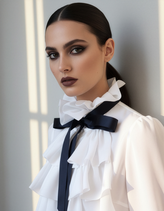 White Ruffle Bow Top