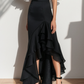 LUXE Black Asymmetric Ruffle Skirt