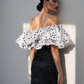 Polka Ruffle Off Shoulder Top