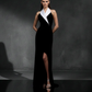 LUXE Black White Collar Gown