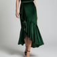 Emerald Ruffle Velvet Skirt